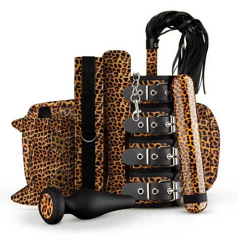 Набір BDSM-аксесуарів Panthra Gato 8-piece set, леопардовий принт