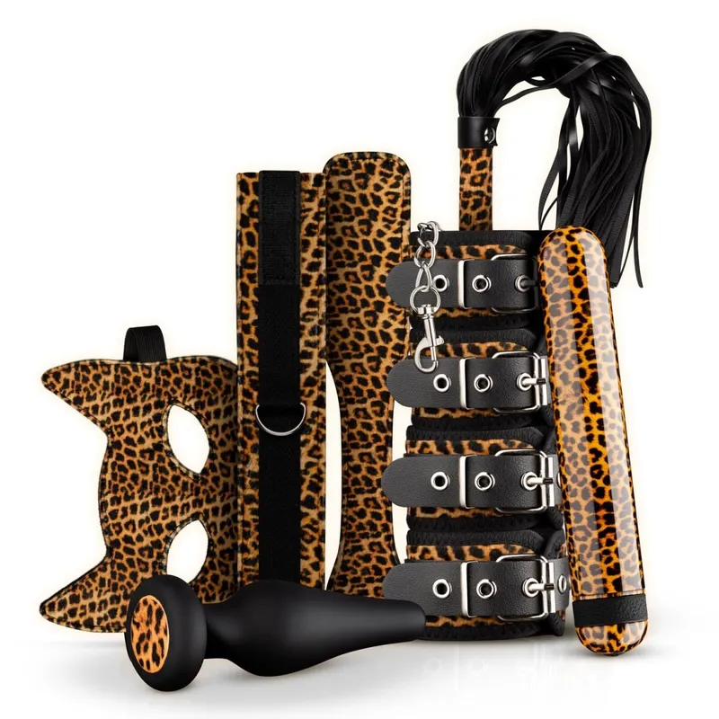 Набір BDSM-аксесуарів Panthra Gato 8-piece set, леопардовий принт