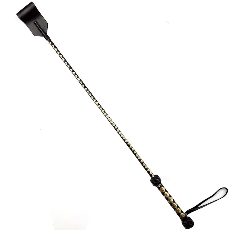Стек класичний Art of Sex Riding crop Classic, натуральна шкіра, 75 см, чорно-золотий