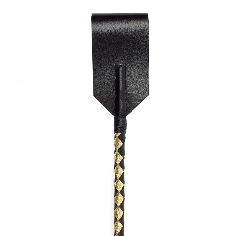 Стек класичний Art of Sex Riding crop Classic, натуральна шкіра, 75 см, чорно-золотий