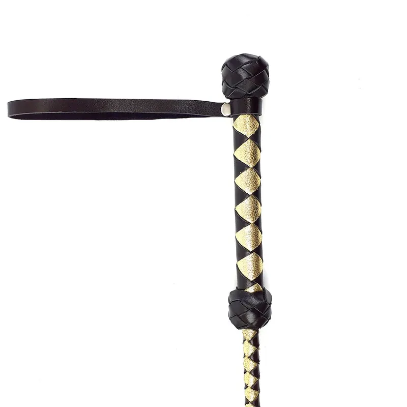 Стек класичний Art of Sex Riding crop Classic, натуральна шкіра, 75 см, чорно-золотий