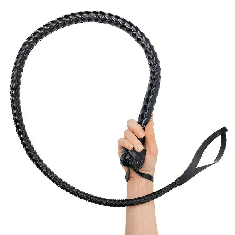 Батіг Art of Sex - Whip з рукояттю, натуральна шкіра, чорний, 120 см