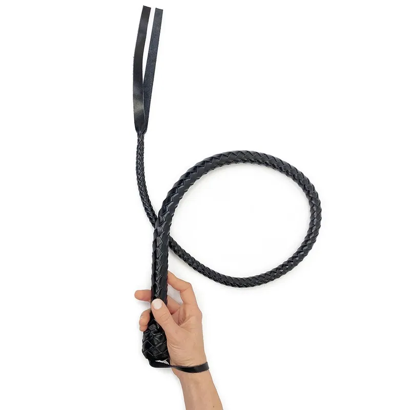 Батіг Art of Sex - Whip з рукояттю, натуральна шкіра, чорний, 120 см