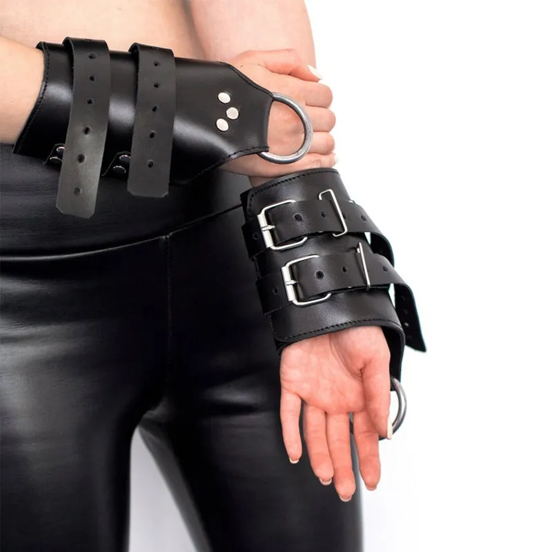 Манжети для підвісу за руки Art of Sex – Kinky Hand Cuffs, чорні, натуральна шкіра