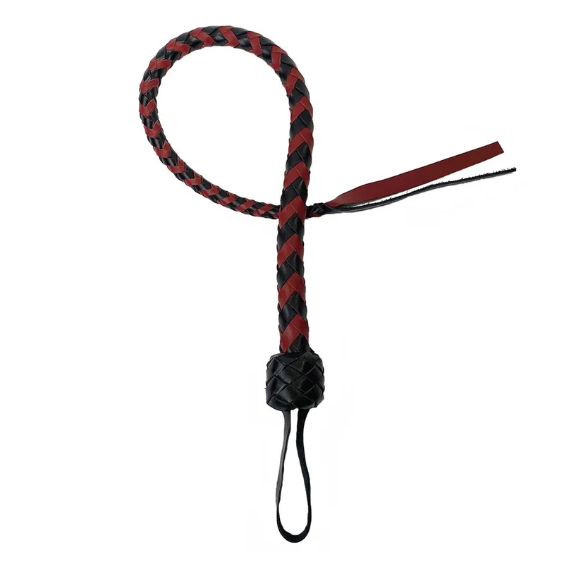 Батіг гнучкий Снейк Art of Sex - Whip Snake, натуральна шкіра, чорно-червоний, 80 см
