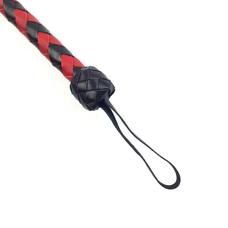 Батіг гнучкий Снейк Art of Sex - Whip Snake, натуральна шкіра, чорно-червоний, 80 см