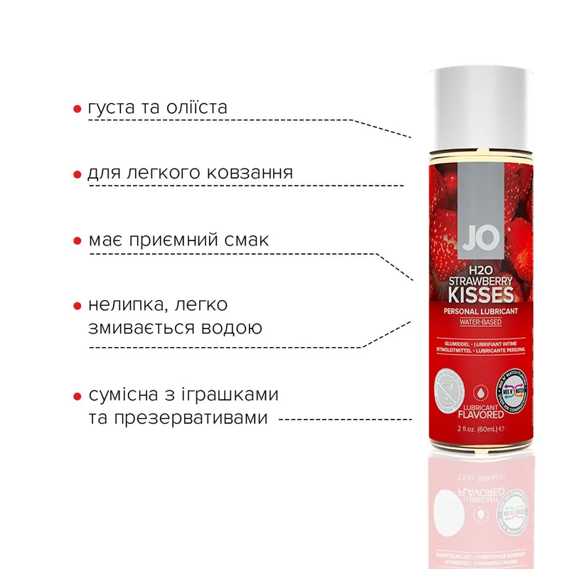 Лубрикант на водній основі JO H2O — Strawberry Kiss, 60 мл