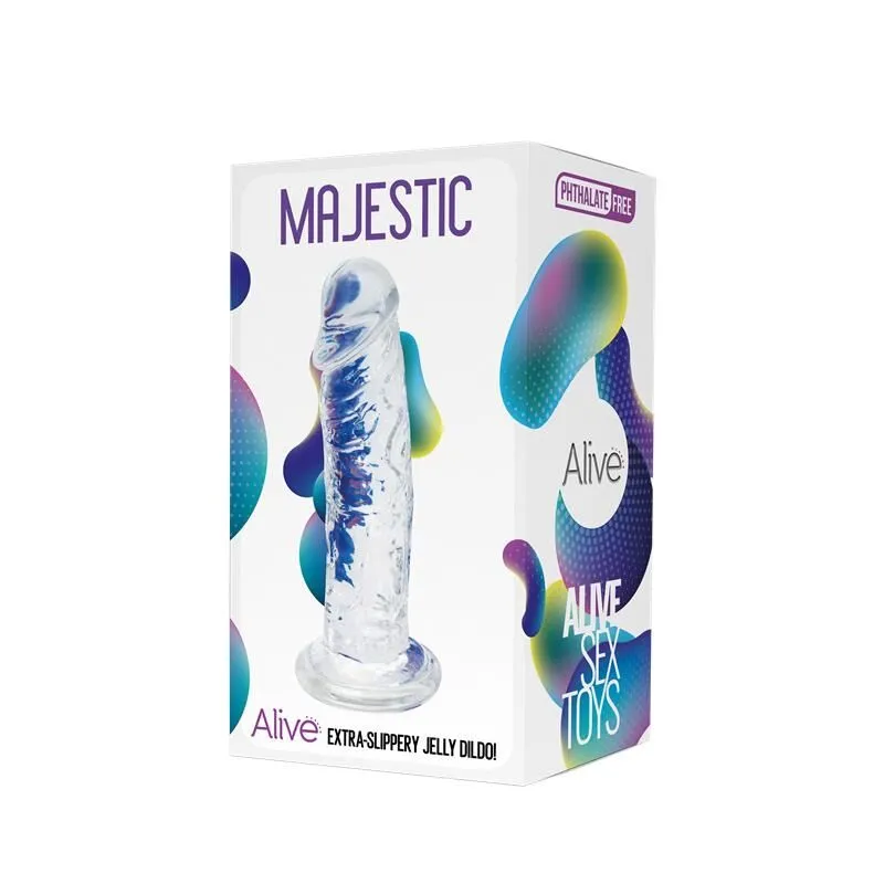 Фалоімітатор Alive Jelly Dildo Majestic прозорий, TPE, 14,7 см