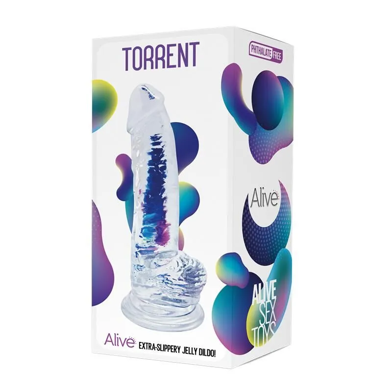 Фалоімітатор Alive Jelly Dildo Torrent прозорий, TPE, довжина 20,6 см, діаметр 4,5 см