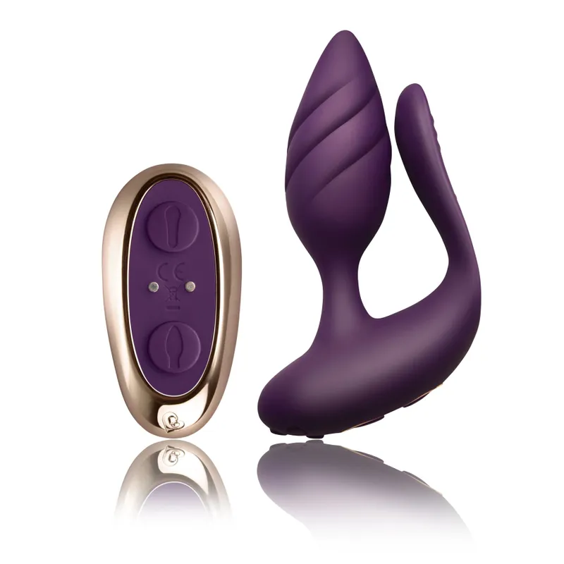 Анально-вагінальний вібратор для пар Rocks Off Cocktail Purple, з пультом ДК