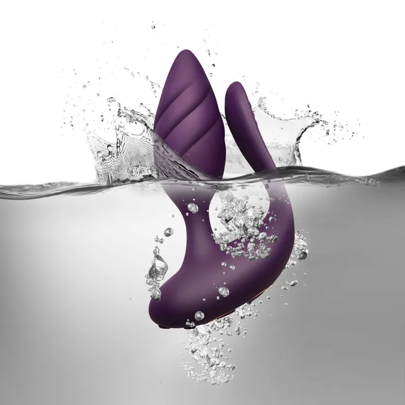 Анально-вагінальний вібратор для пар Rocks Off Cocktail Purple, з пультом ДК