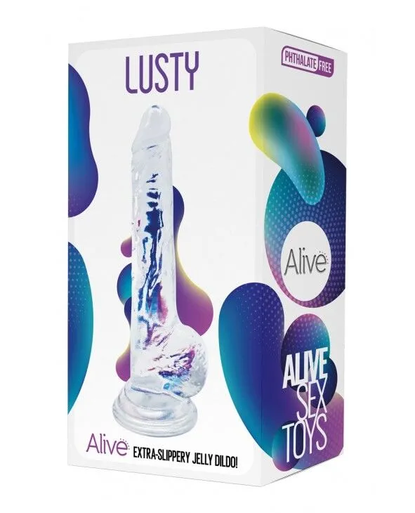 Фалоімітатор Alive Jelly Dildo Lusty, прозорий, з присоскою, 18 см