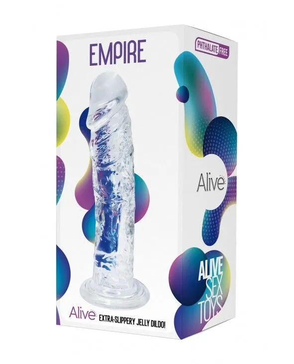 Фалоімітатор Alive Jelly Dildo Empire прозорий, TPE, присоска, довжина 19,3 см