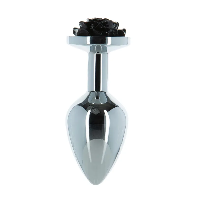 Металева анальна пробка Lux Active Rose Anal Plug з трояндою на основі