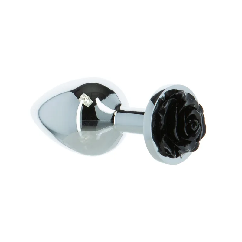 Металева анальна пробка Lux Active Rose Anal Plug з трояндою на основі