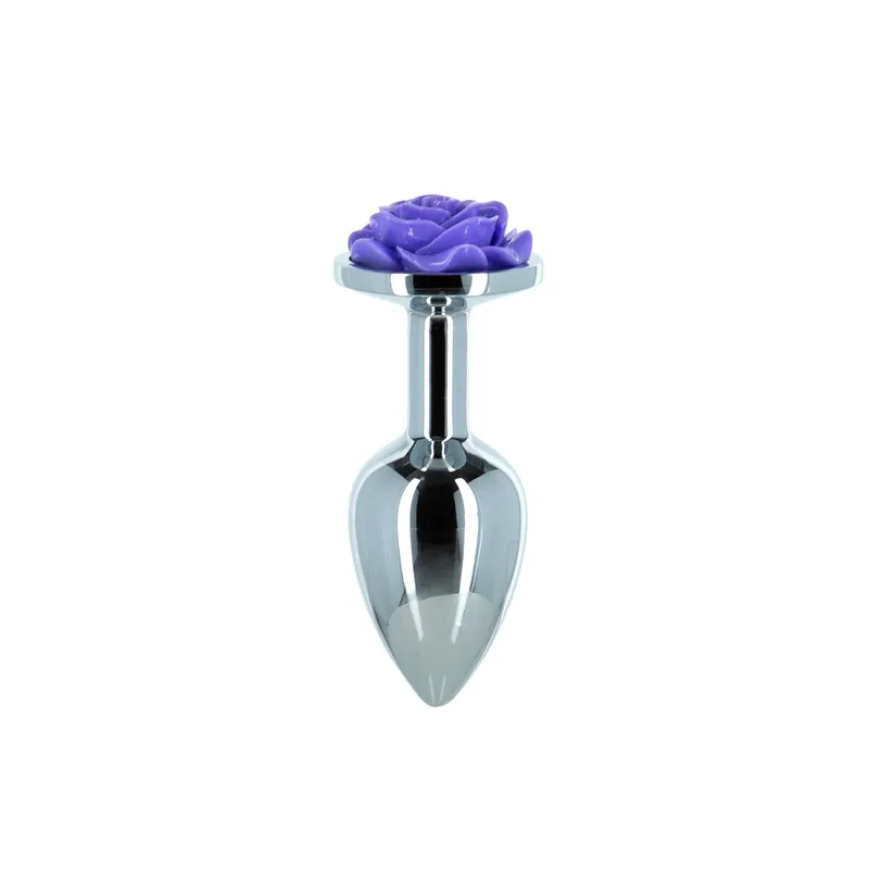 Металева анальна пробка Lux Active Rose Anal Plug з трояндою, Purple
