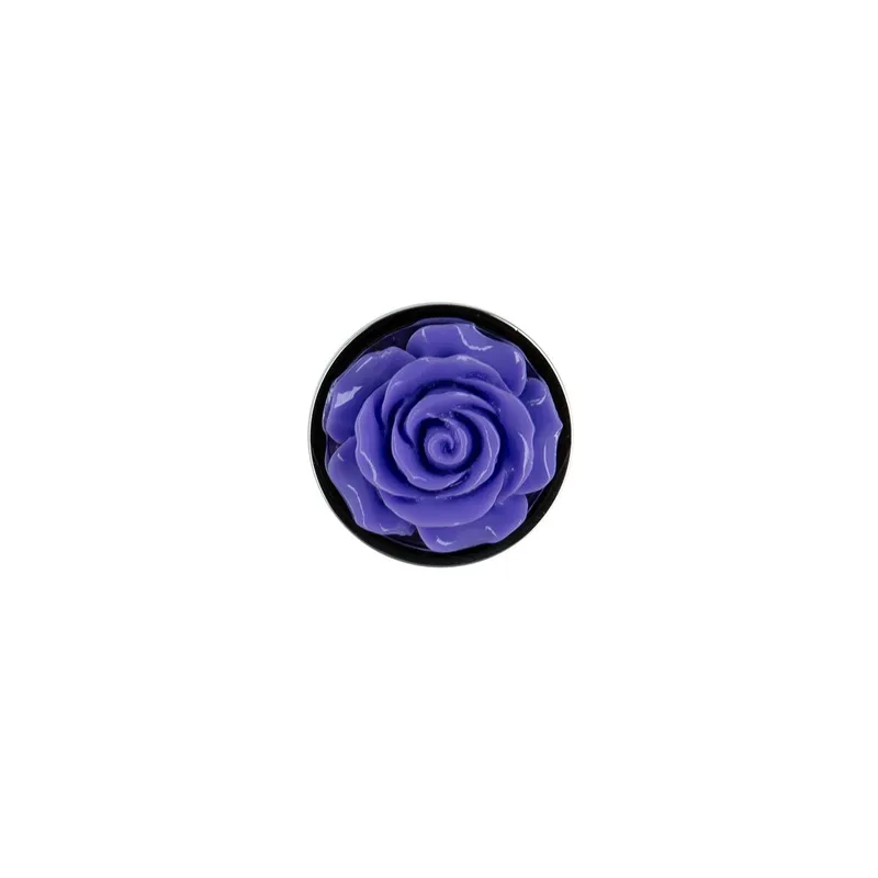 Металева анальна пробка Lux Active Rose Anal Plug з трояндою, Purple