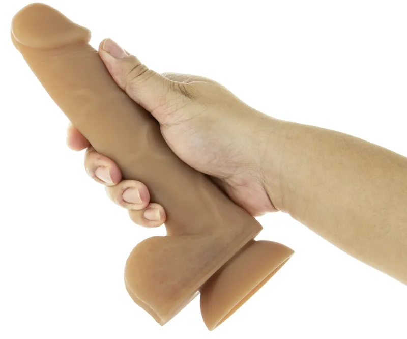 Фалоімітатор ADDICTION — ANDREW 8″ Silicone Dong, карамельний, з присоскою