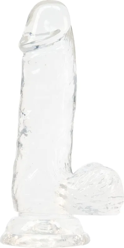 Фалоімітатор ADDICTION Clear Dildo with Balls 6″ на присосці, прозорий