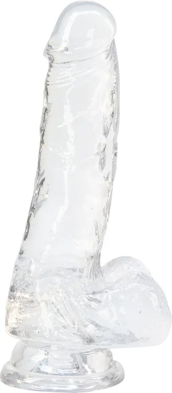 Фалоімітатор ADDICTION Clear Dildo with Balls 7″ прозорий, з присоскою
