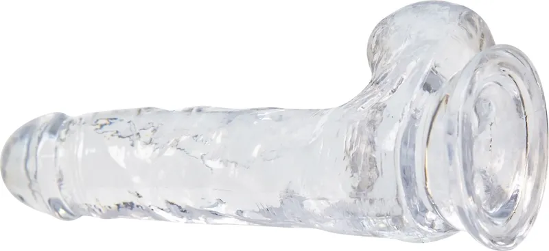 Фалоімітатор ADDICTION Clear Dildo with Balls 7″ прозорий, з присоскою