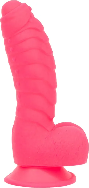 Фалоімітатор ADDICTION Tom 7″ Dildo With Balls на присосці, рожевий, з віброкулею