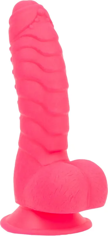 Фалоімітатор ADDICTION Tom 7″ Dildo With Balls на присосці, рожевий, з віброкулею