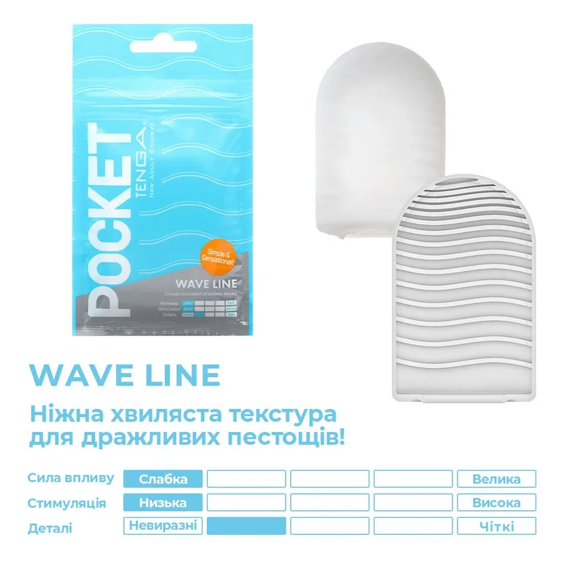Мастурбатор TENGA Pocket Wave Line, компактний, з лубрикантом