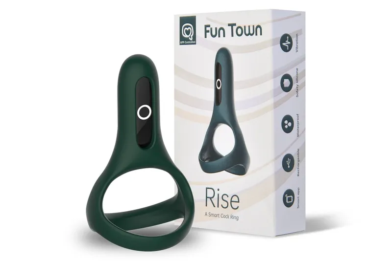 Подвійне ерекційне кільце Fun Town Rise Turquoise з вібрацією, зелене