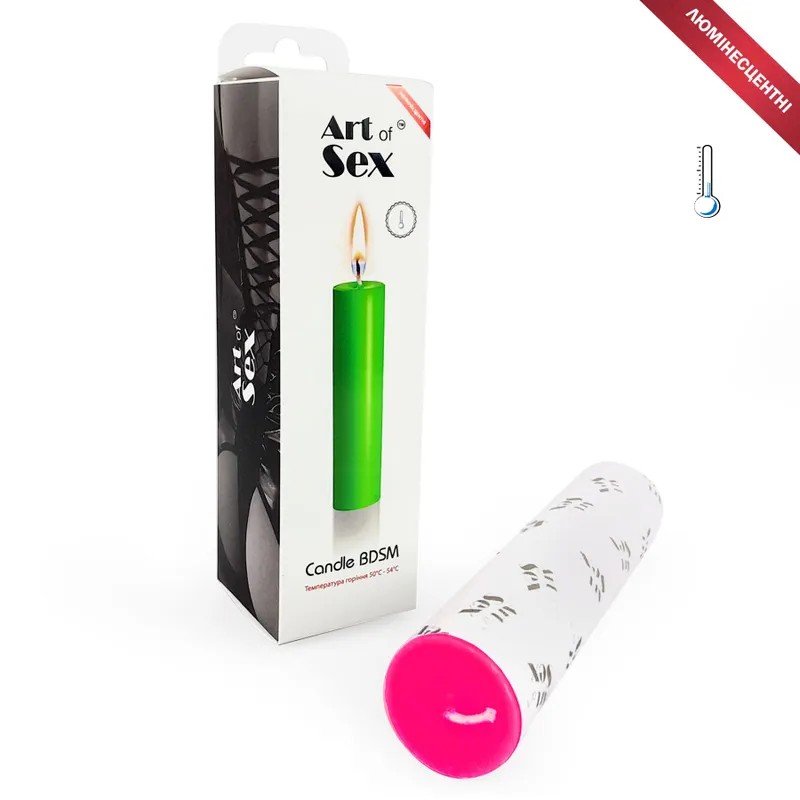 Воскова свічка Art of Sex size M 15 см, рожева, низькотемпературна, люмінесцентна
