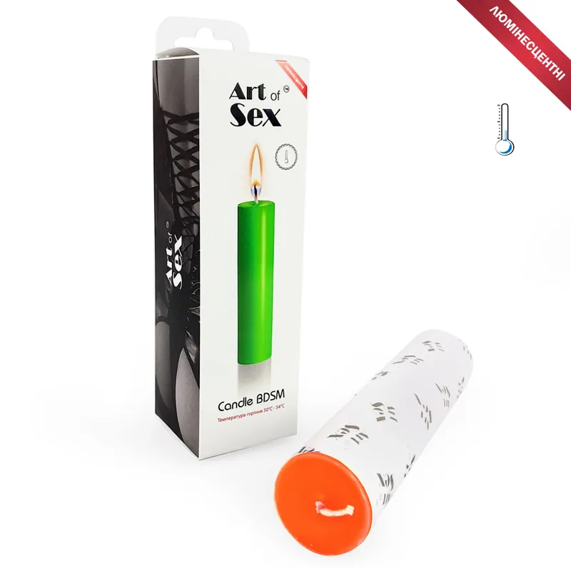 Воскова свічка Art of Sex size M, помаранчева, люмінесцентна, 15 см