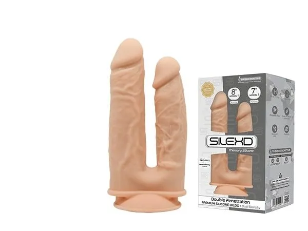 Фалоімітатор подвійний SilexD Double Gusto Flesh, двошаровий, силікон + Silexpan