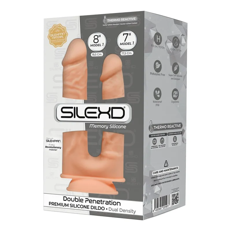 Фалоімітатор подвійний SilexD Double Gusto Flesh, двошаровий, силікон + Silexpan