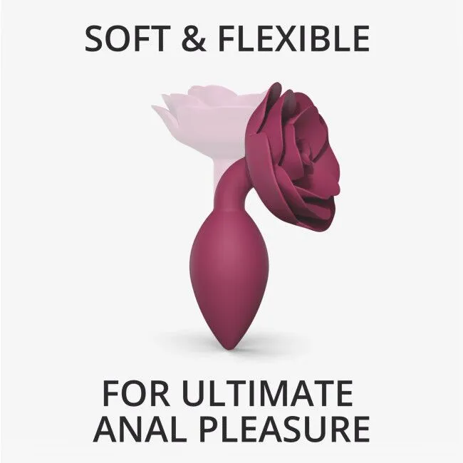 Анальна пробка Love To Love OPEN ROSES M SIZE - PLUM STAR, силіконова, з трояндою на основі
