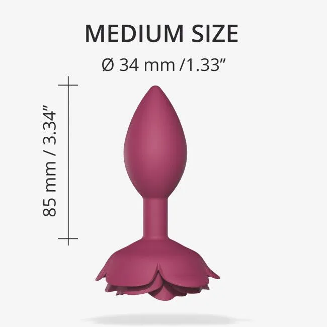 Анальна пробка Love To Love OPEN ROSES M SIZE - PLUM STAR, силіконова, з трояндою на основі