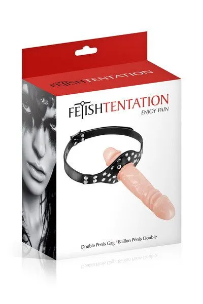 Кляп із подвійним фалоімітатором Fetish Tentation Double Penis Gag Flesh