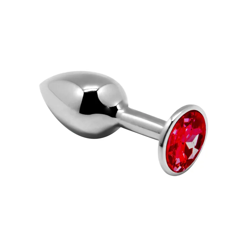 Анальна пробка металева Alive Mini Metal Butt Plug Red M з кристалом