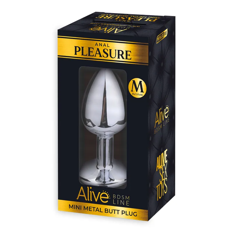 Анальна пробка металева Alive Mini Metal Butt Plug Red M з кристалом