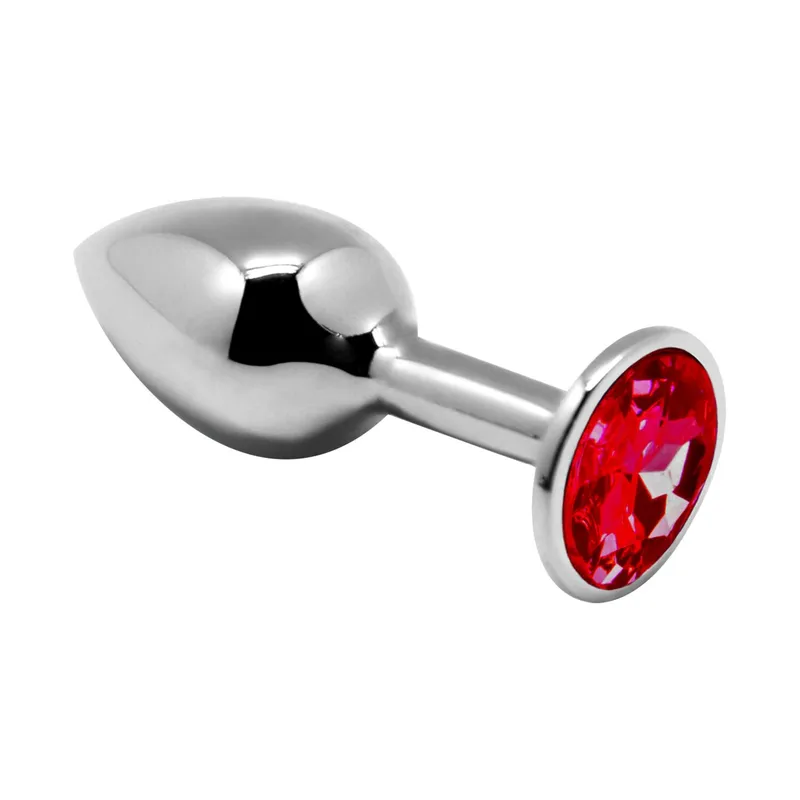 Анальна пробка металева Alive Mini Metal Butt Plug Red L з кристалом