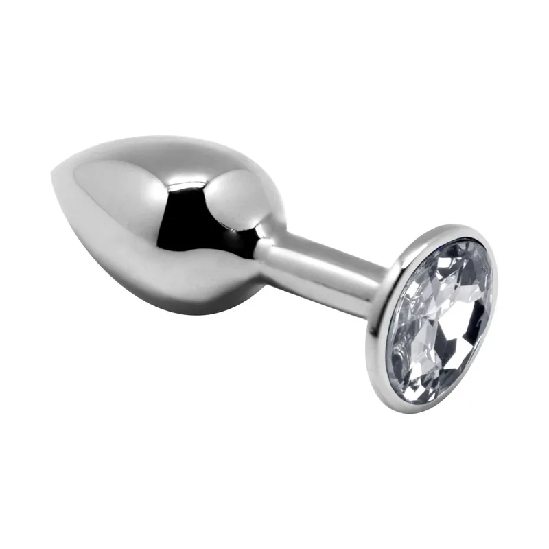 Анальна пробка металева Alive Mini Metal Butt Plug White L з кристалом