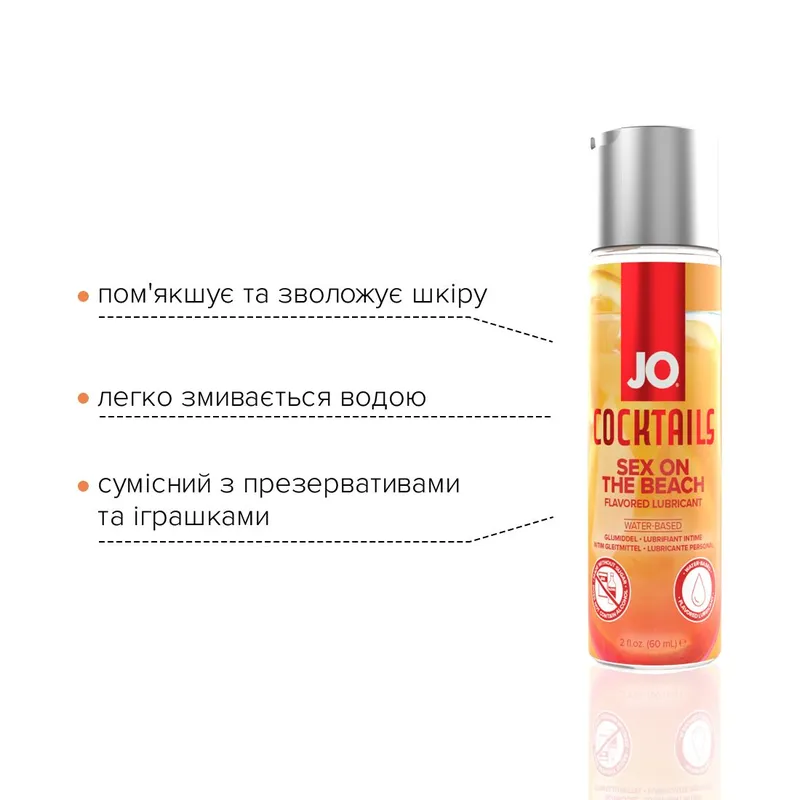 Лубрикант на водній основі JO Cocktails – Sex on the Beach, 60 мл