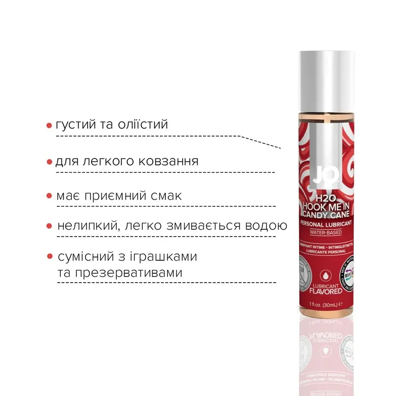 Лубрикант на водній основі JO H2O – Candy Cane з ароматом перцевої м'яти (30 мл)