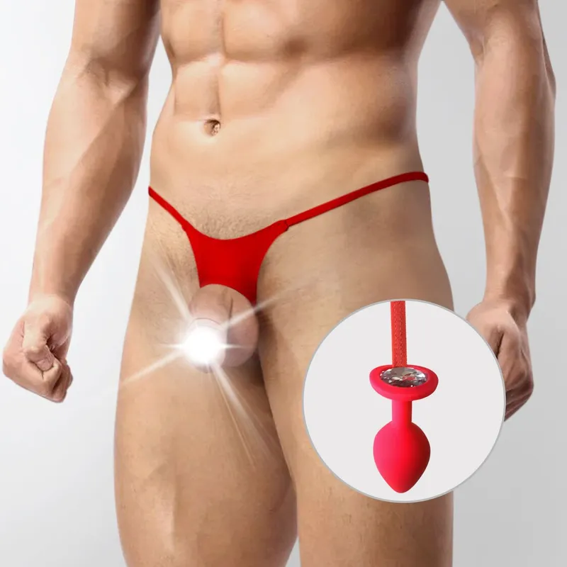 Чоловічі труси Art of Sex - Joni plug panties size L Red із анальною пробкою