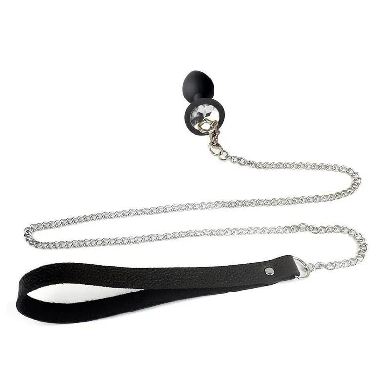Анальна пробка Art of Sex Silicone Anal Plug with Leash size M з повідцем, Black
