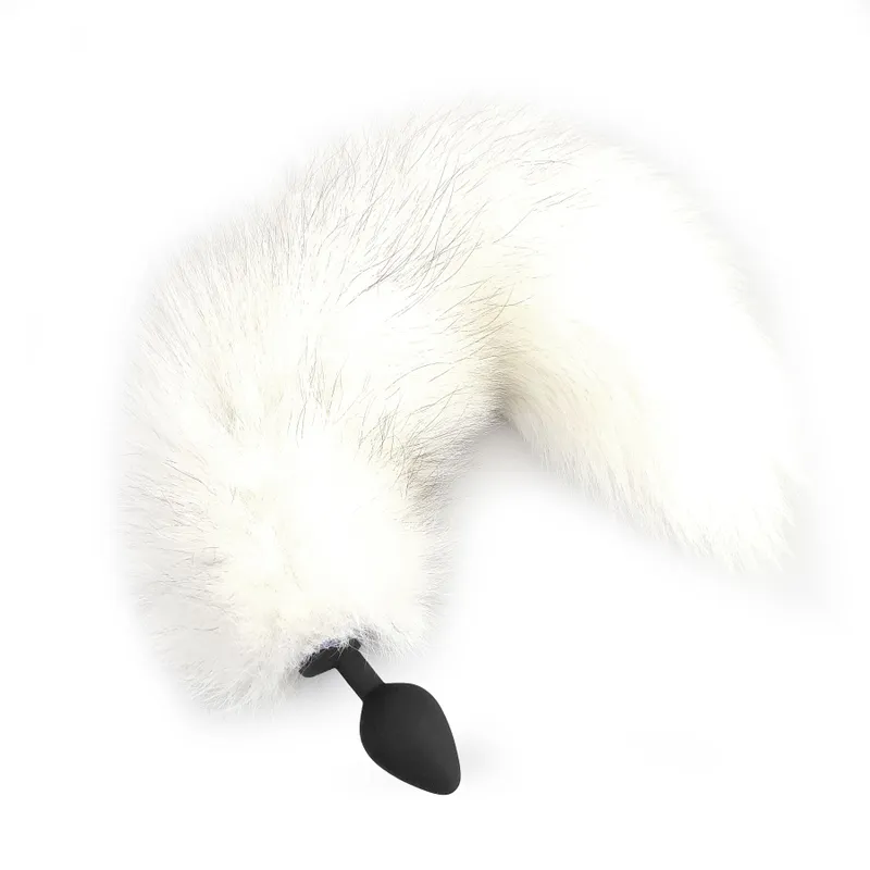 Анальна пробка з хвостом Art of Sex size M White fox, силіконова