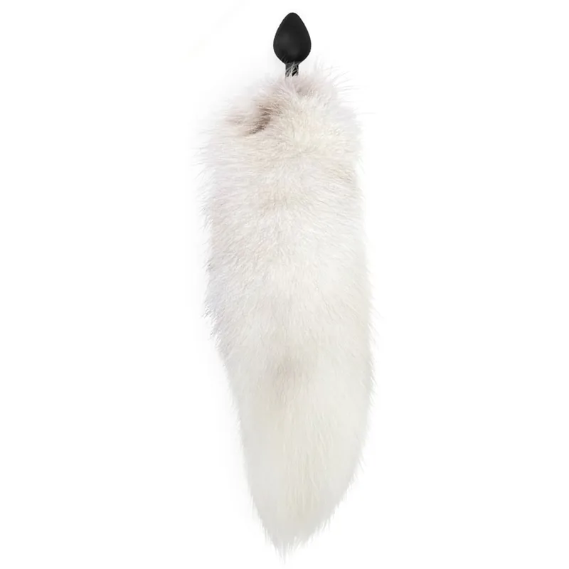 Анальна пробка з хвостом Art of Sex size M White fox, силіконова