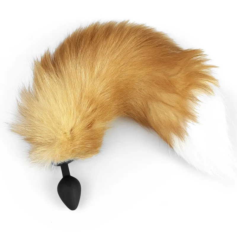 Анальна пробка з хвостом із натурального хутра Art of Sex size M Red Fox