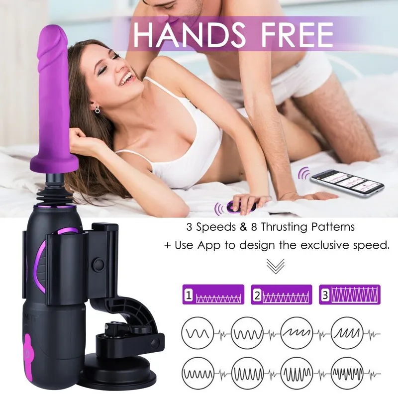 Секс-машина Hismith Pro Travel with Strong Suction APP, з фалоімітатором та пультом ДК