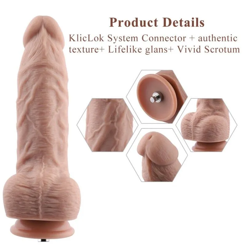 Насадка-фалоімітатор Hismith 9.25″ Silicone Dildo із системою KlicLok