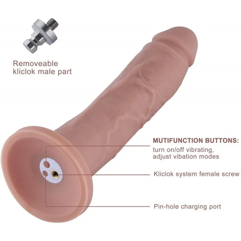 Фалоімітатор Hismith Silicone Dildo with Vibe із системою KlicLok, з пультом ДК